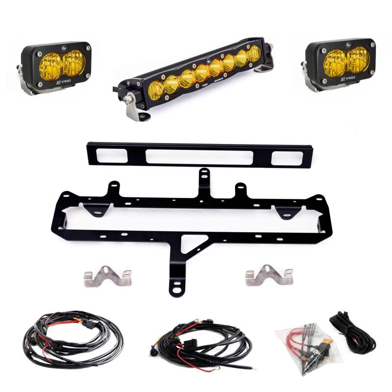 Toyota Tacoma Grille Light Mounts - Baja Designs - 10in. S8/S2 Pro - Amber - `24-`27